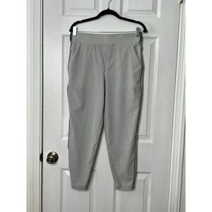 Athleta Brooklyn Ankle Pants Womens Size 10/P Gray White Striped Pull On Stretch